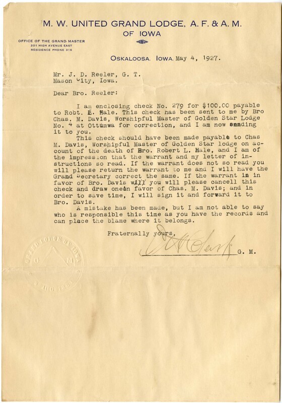 Letter informing of a corrected check being sent, as well as describing changes to be made if different circumstances arrive for where the money is allocated.