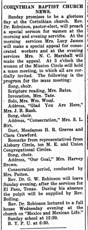 Corinthian Baptist Church News